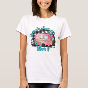 Camiseta femenina de camping