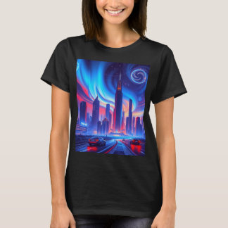 Camiseta femenina de Ciudad Futurista