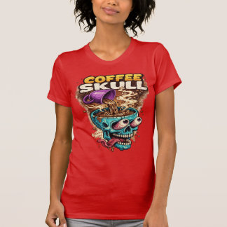 Camiseta femenina de cráneo de café
