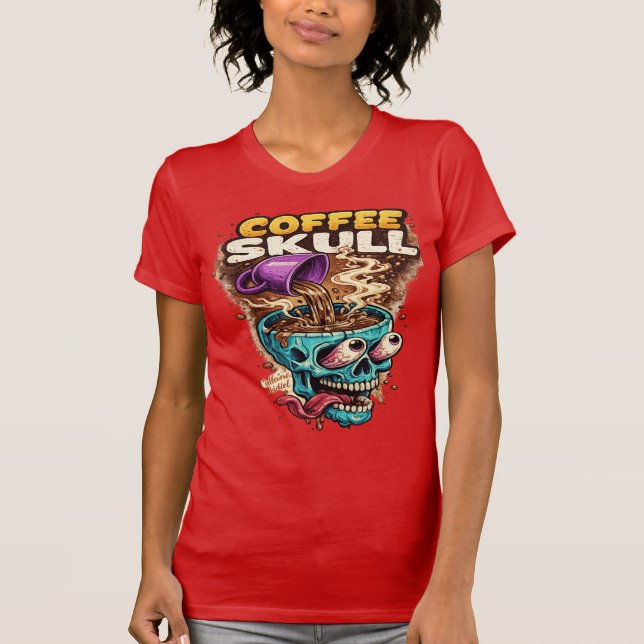 Camiseta femenina de cráneo de café  (Anverso)