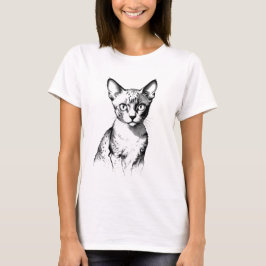 Camiseta femenina de dibujo de gato Devon Rex