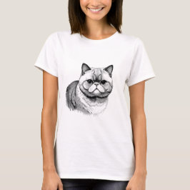 Camiseta femenina de dibujo de gato Exotic Shortha