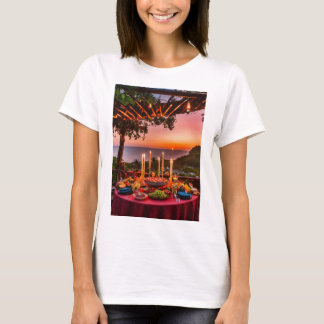 camiseta femenina de diseño de atardecer