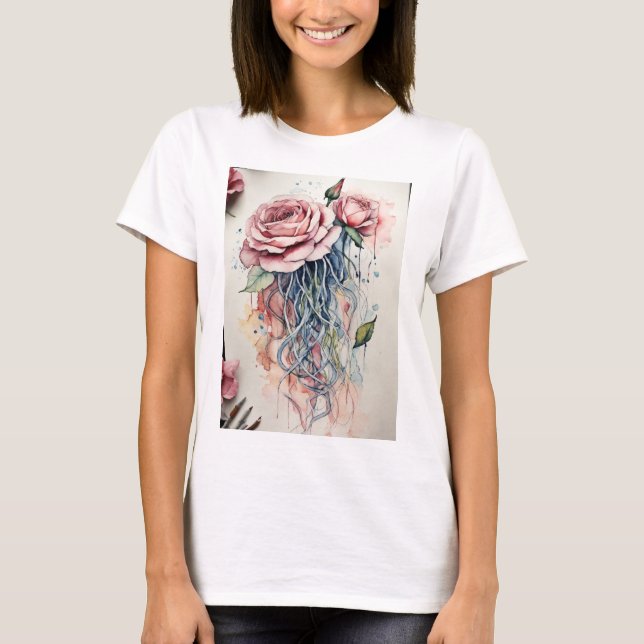 camiseta femenina de diseño Rosa (Anverso)