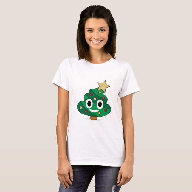 Camiseta femenina de Emoji de caca de árbol de Nav (Anverso completo)