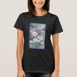 Camiseta femenina de flores de margarita - acuarel