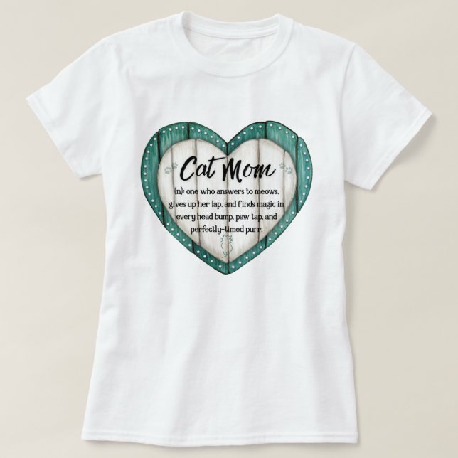 Camiseta femenina de gato de corazón rústico (Diseño del anverso)