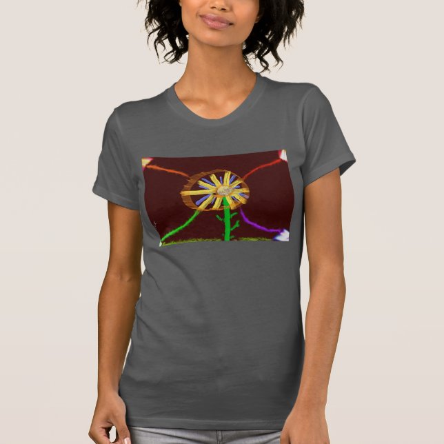 Camiseta femenina de girasol digital (Anverso)