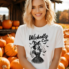 Camiseta femenina de Halloween malvadamente linda