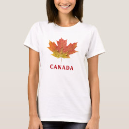 Camiseta femenina de hojas de arce de Canadá