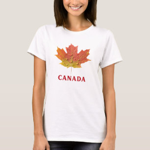 Camiseta femenina de hojas de arce de Canadá