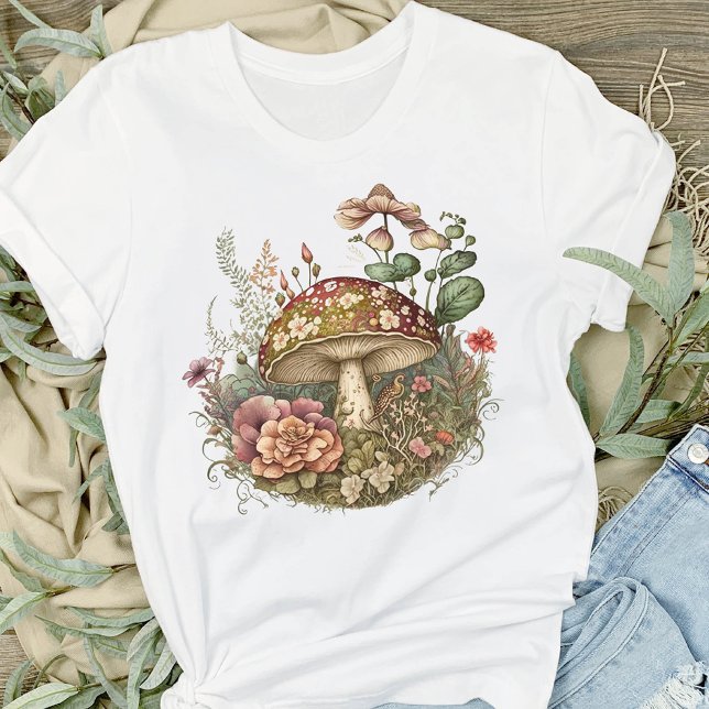 Camiseta femenina de hongo floral (Subido por el creador)