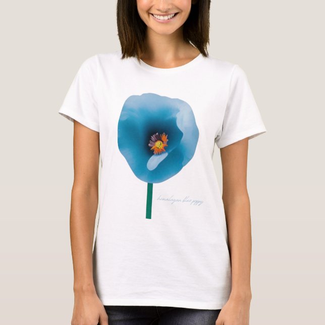 Camiseta femenina de la flor azul del Himalaya (Anverso)