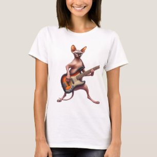 Camiseta femenina de la guitarra de gatos Sfinx