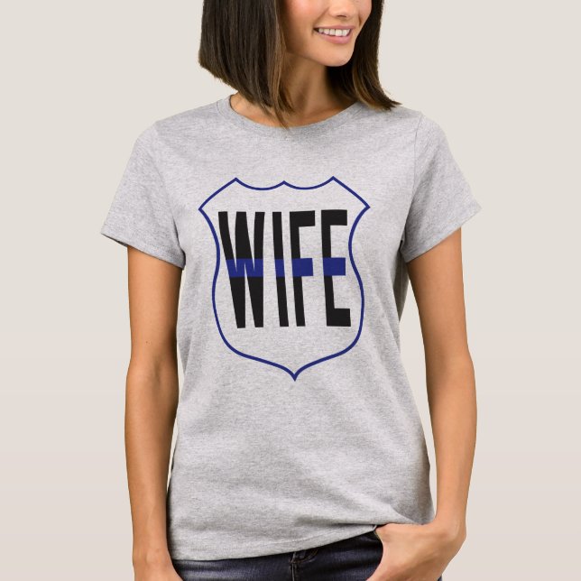 Camiseta femenina de la línea azul delgada (Anverso)