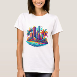 Camiseta femenina de la trópolis tropical