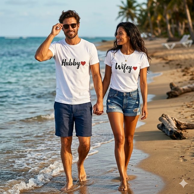 Camiseta femenina de letra negra moderna 'Marido' (Subido por el creador)