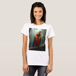 Camiseta femenina de loro guacamayo colorido vibra