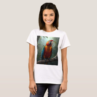 Camiseta femenina de loro guacamayo colorido vibra