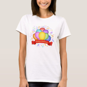 Camiseta femenina de los globos de cumpleaños fel