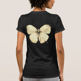Camiseta femenina de mariposa beige dorado