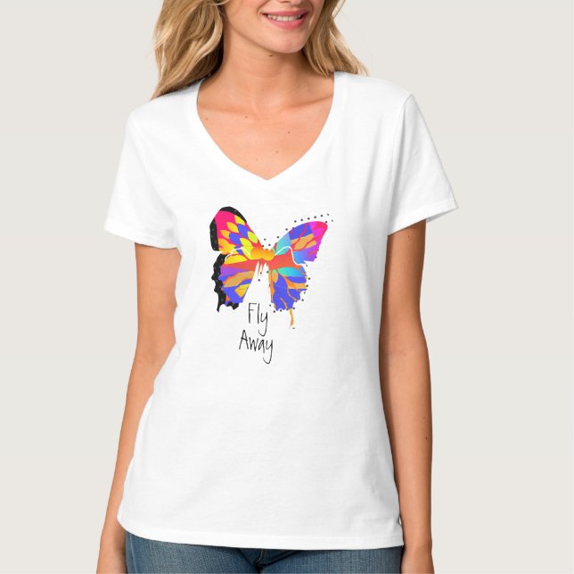 Camiseta femenina de mariposa huye (Anverso)