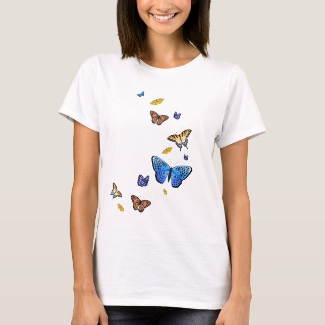 Camiseta femenina de mariposas (Anverso)