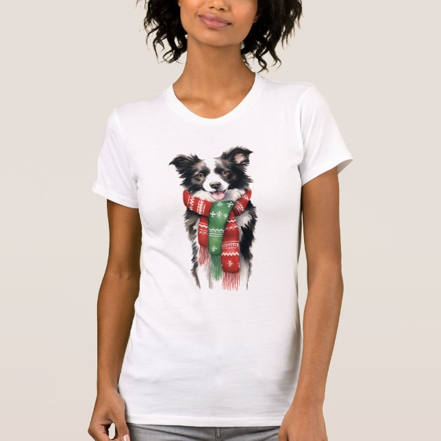 Camiseta femenina de Navidades de la línea roja fr (Anverso)