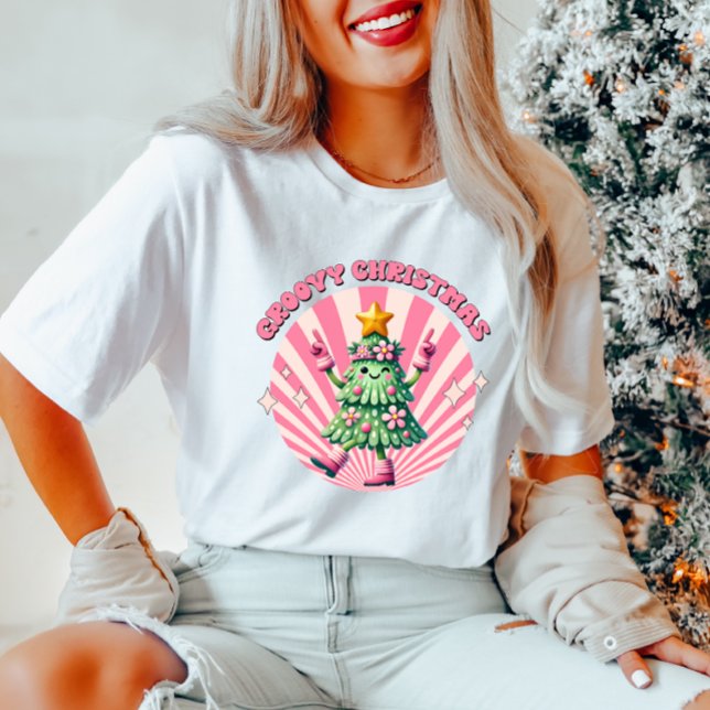 Camiseta femenina de Navidades Retro Groovy (Subido por el creador)