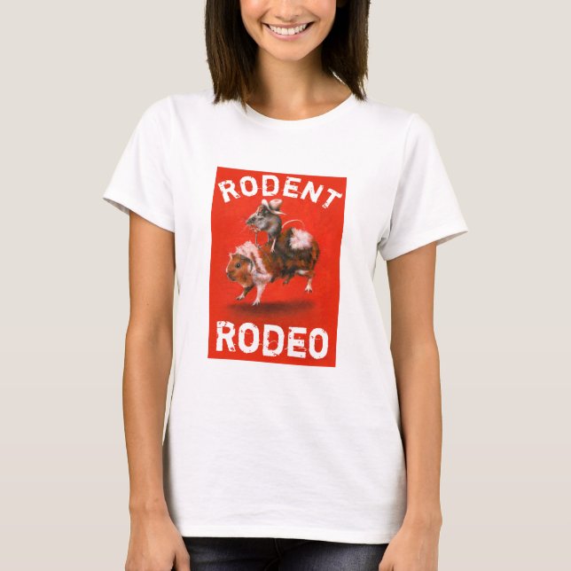 Camiseta femenina de Rodeo de Cerdo con Ratón y Gu (Anverso)