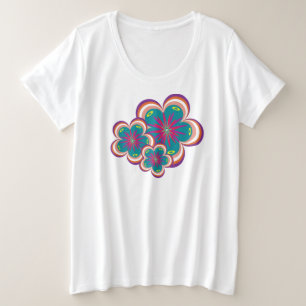 Camiseta femenina de tamaño superior con flores