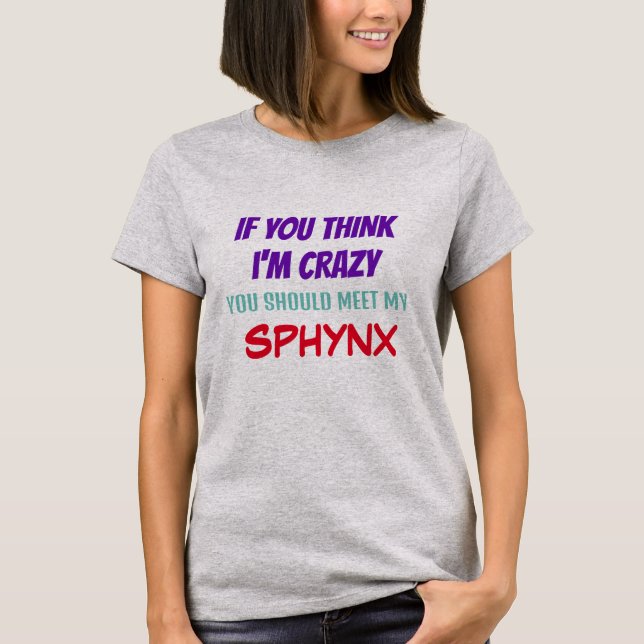 Camiseta femenina de un gato Sfinx Crazy Funny (Anverso)