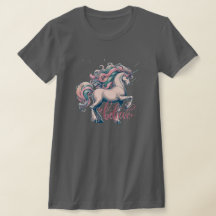 Camiseta femenina de unicornio vintage encantada