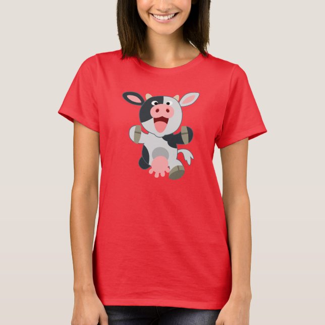 Camiseta femenina de vaca Personalizado alegre (Anverso)