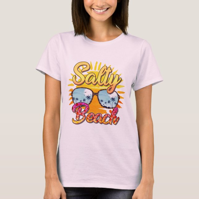 Camiseta femenina de verano Salty Beach | Hola ver (Anverso)