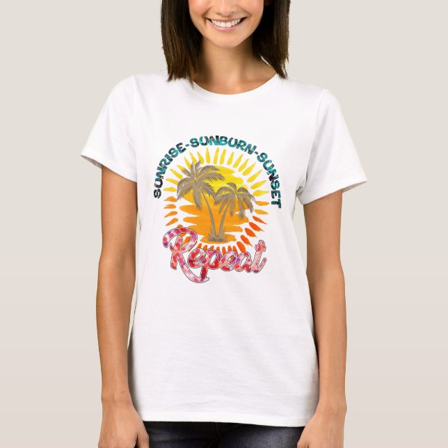Camiseta femenina de verano Sunrise Sunburn Sunset (Anverso)