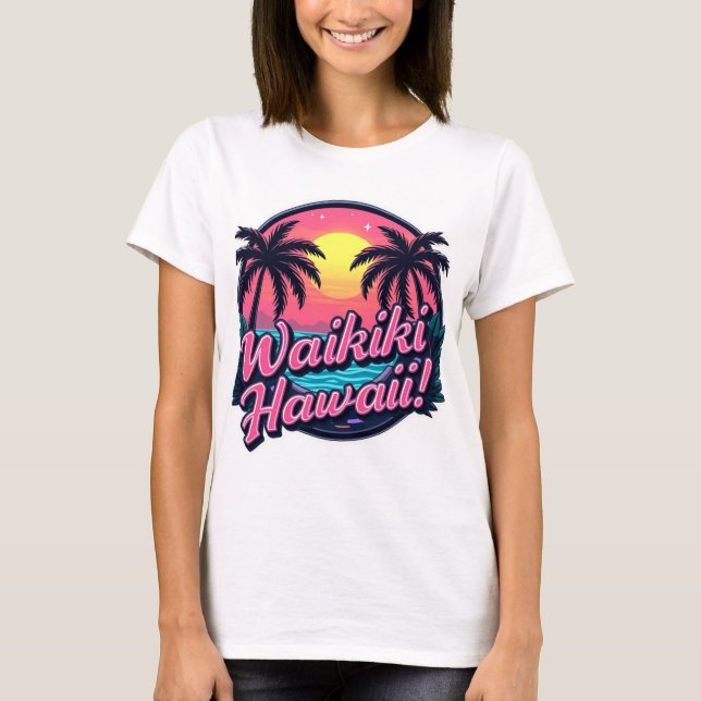 Camiseta femenina de Waikiki Beach (Anverso)