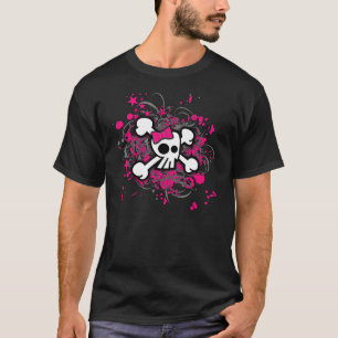 Camiseta femenina del cráneo del dibujo animado