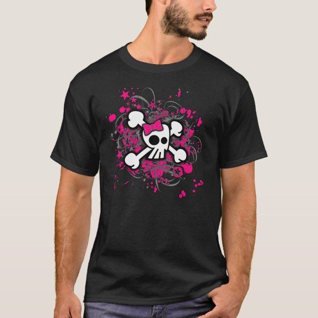 Camiseta femenina del cráneo del dibujo animado (Anverso)