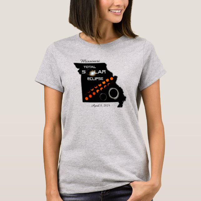 Camiseta femenina eclipse solar de Missouri (Anverso)