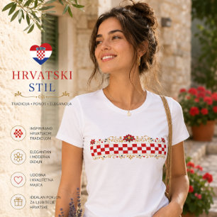 Camiseta femenina elegante con estampado folclóric
