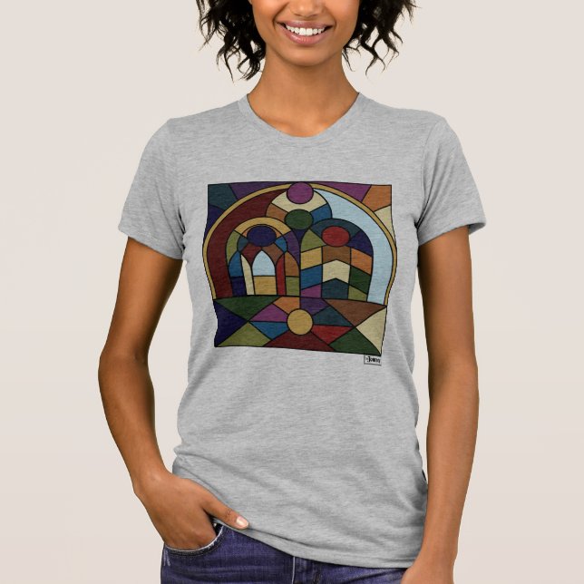 Camiseta femenina en bloque de colores (Anverso)