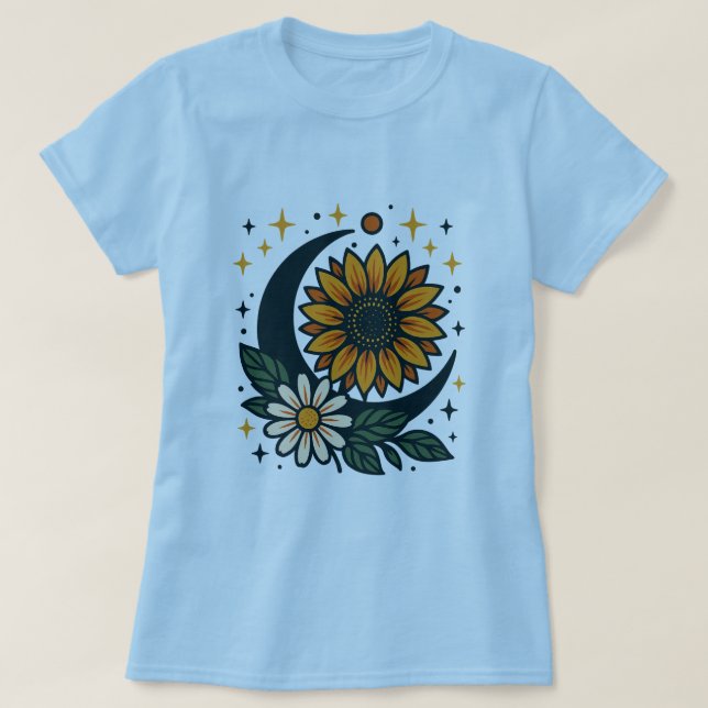Camiseta femenina Flor Celestial (Diseño del anverso)