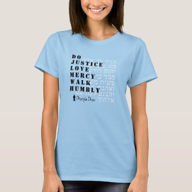 Camiseta femenina hebrea Micah 6:8 (Anverso)