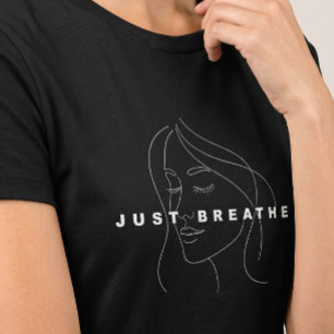 Camiseta femenina Just Breathe Arte de línea ele