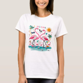 Camiseta femenina Miami Flamingo Paradise
