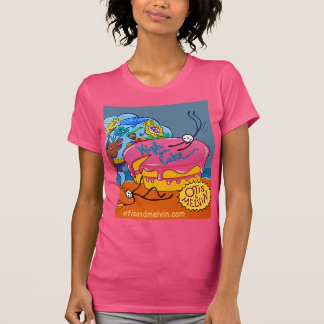 camiseta femenina, Otis y Melvin, alta en pastel (Anverso)
