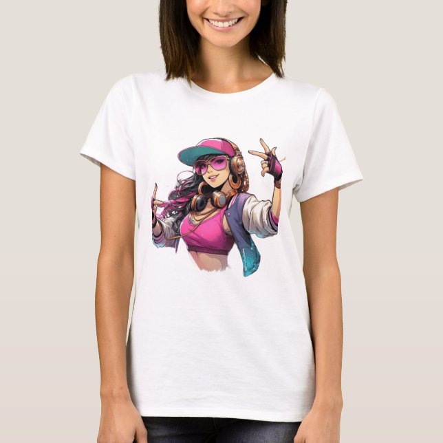 Camiseta femenina que combina elegancia y audacia (Anverso)