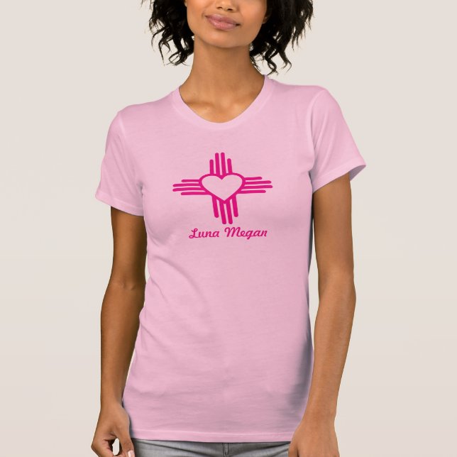 Camiseta femenina rosa del corazón de Bonito Zia (Anverso)