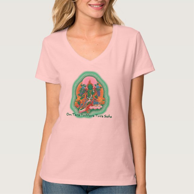 Camiseta femenina verde de Tara (Anverso)
